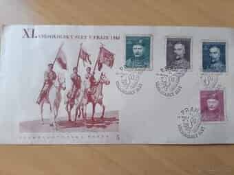 Obálky Všesokolský slet 1948 i s průkazy a pohlednicemi
