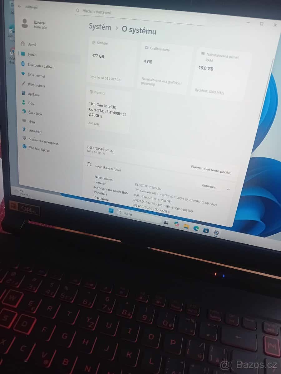 Herní notebook se zarukou 7