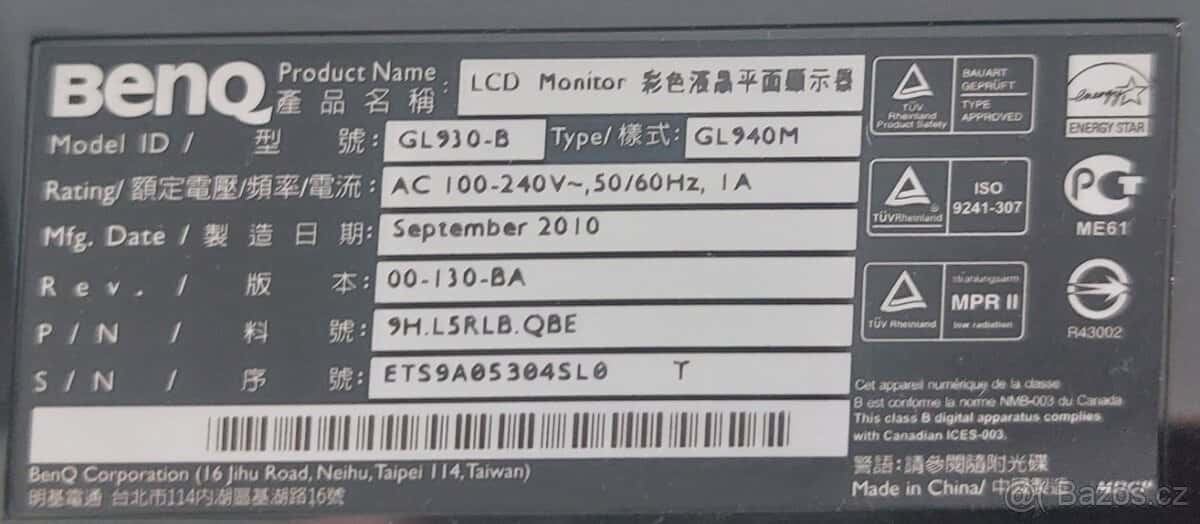 Monitor Benq GL940M 3