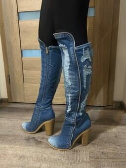 Kozačky džínového vzhledu vel. 37