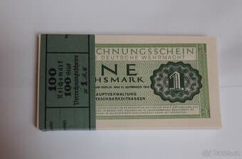 100 ks balíček Wehrmacht 1 Reichsmark 1944,UNC