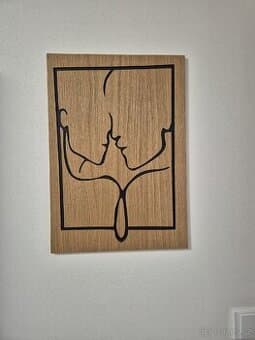 Luxusní obraz z masivního dřeva "zamilovaní"