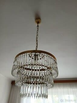 Křišťálový lustr, broušený, retro, 70. léta
