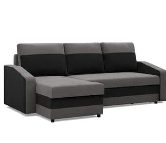 Rozkládací rohová sedací souprava HEWLET model 2 Černá-šedá