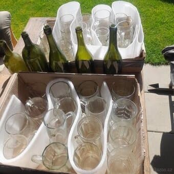 Staré pivní sklo,půlitr, lahve