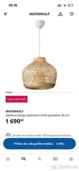 Závěsná lampa IKEA MISTERHULT bambus