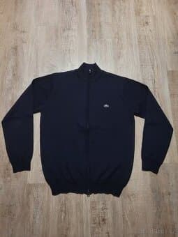 Tmavě modrá vlněná mikina na zip Lacoste (100% vlna)