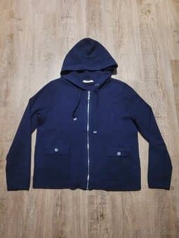 Tmavě modrá mikina/svetr na zip s kapucí Adagio