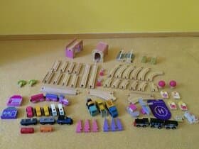 Bigjigs dívčí vláčkodráha s podložkou + vláčky a auta