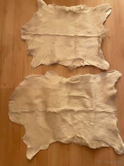 2 ks vyčiněná přírodní dekorační kožešina z kozinky