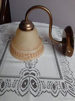 Nástěnná lampa, mosaz, sklo