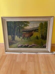 Starožitný obraz - jelen