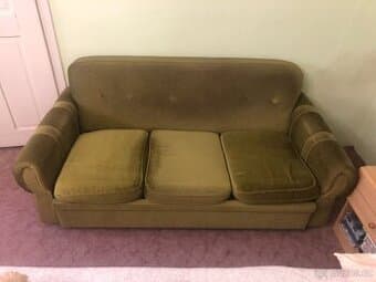Retro pohovka + 2 křesla zelené