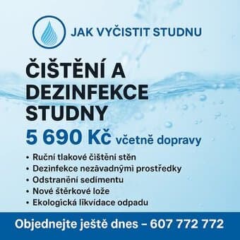Čištění a dezinfekce kopané studny – 5 690 Kč včetně dopravy