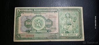 Vzácná 100 Kč,  rok 1920 , jedno písmená série D