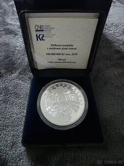 Medaile 100mil Kč 2019 PROOF Česká mincovna