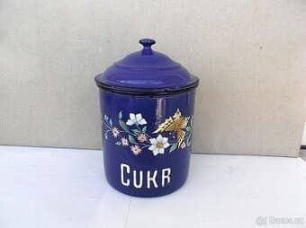 Starožitná malovaná dóza na cukr, smalt