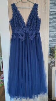 Nové dlouhé modré tylové společenské šaty velikost 42
