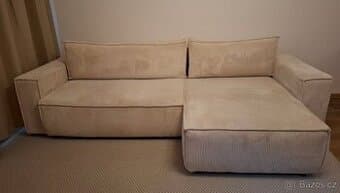 (Bonami) Bílá krémová rozkládací pohovka s úložným prostorem