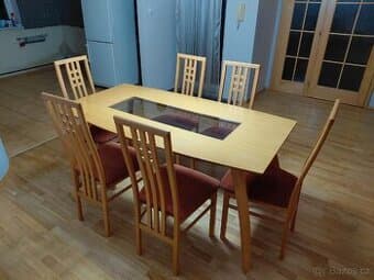 Jidelni stůl +6 ks židlí 165 cm× 90 cm