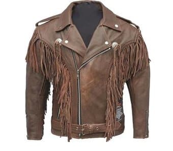 Western Bunda So Strapcami Prava Koža Brown