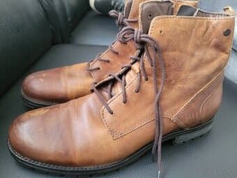 Jack & Jones Kožené pánské kozačky podzim /zima