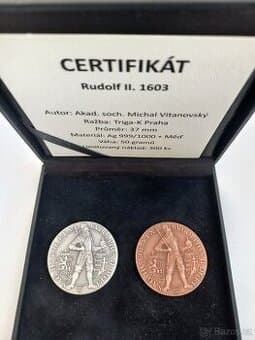 Stříbrná a měděná madaile Rudolf II