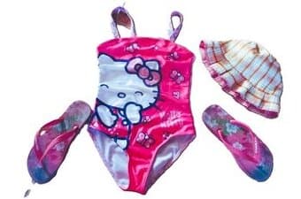 Dívčí plavky - 110/116 + klobouček + žabky