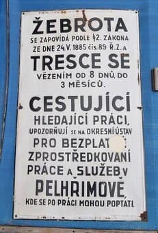Velká smaltovaná  cedule ŽEBROTA  Rakousko Uhersko