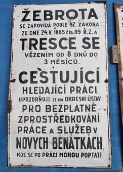 Velká smaltovana cedule ŽEBROTA Rakousko Uhersko