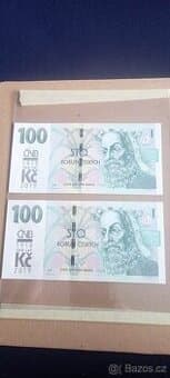 100 Kč s přítiskem UNC