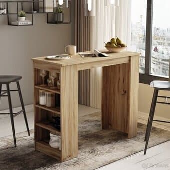 Barový stůl-NOVÝ-120x108x60-dub+židle+2x andělka svítící