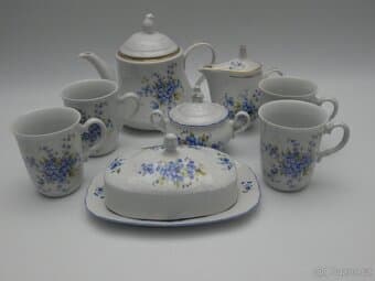 Pomněnkový porcelán-čajova souprava