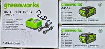 AKU RYCHLONABÍJEČKA GREENWORKS + 2 X BATERIE G40B6 40V 6Ah